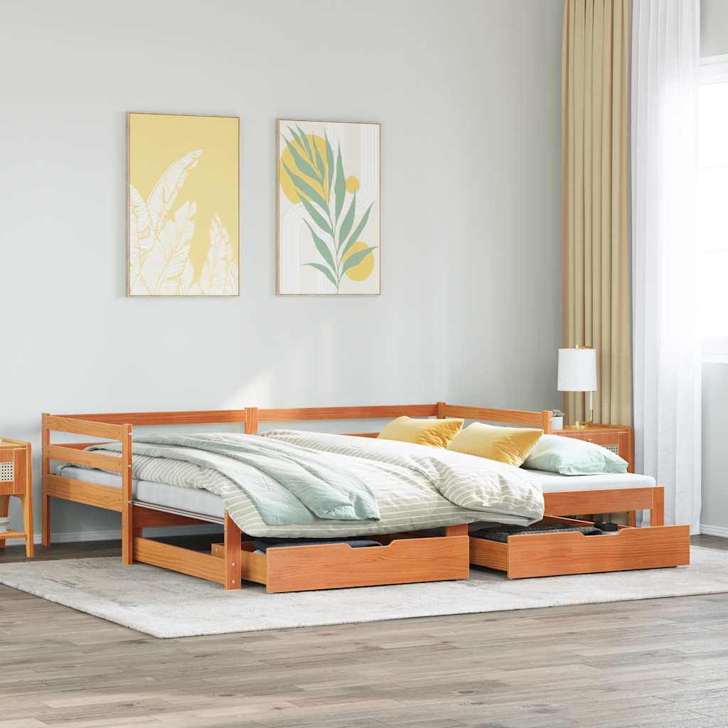 Καναπές Κρεβάτι Συρόμενος Χωρίς Στρώμα 90x200 εκ. & Συρτάρια