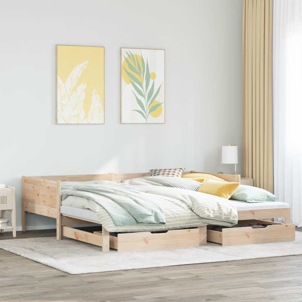 Καναπές Κρεβάτι Συρόμενος Χωρίς Στρώμα 90x190 εκ. & Συρτάρια
