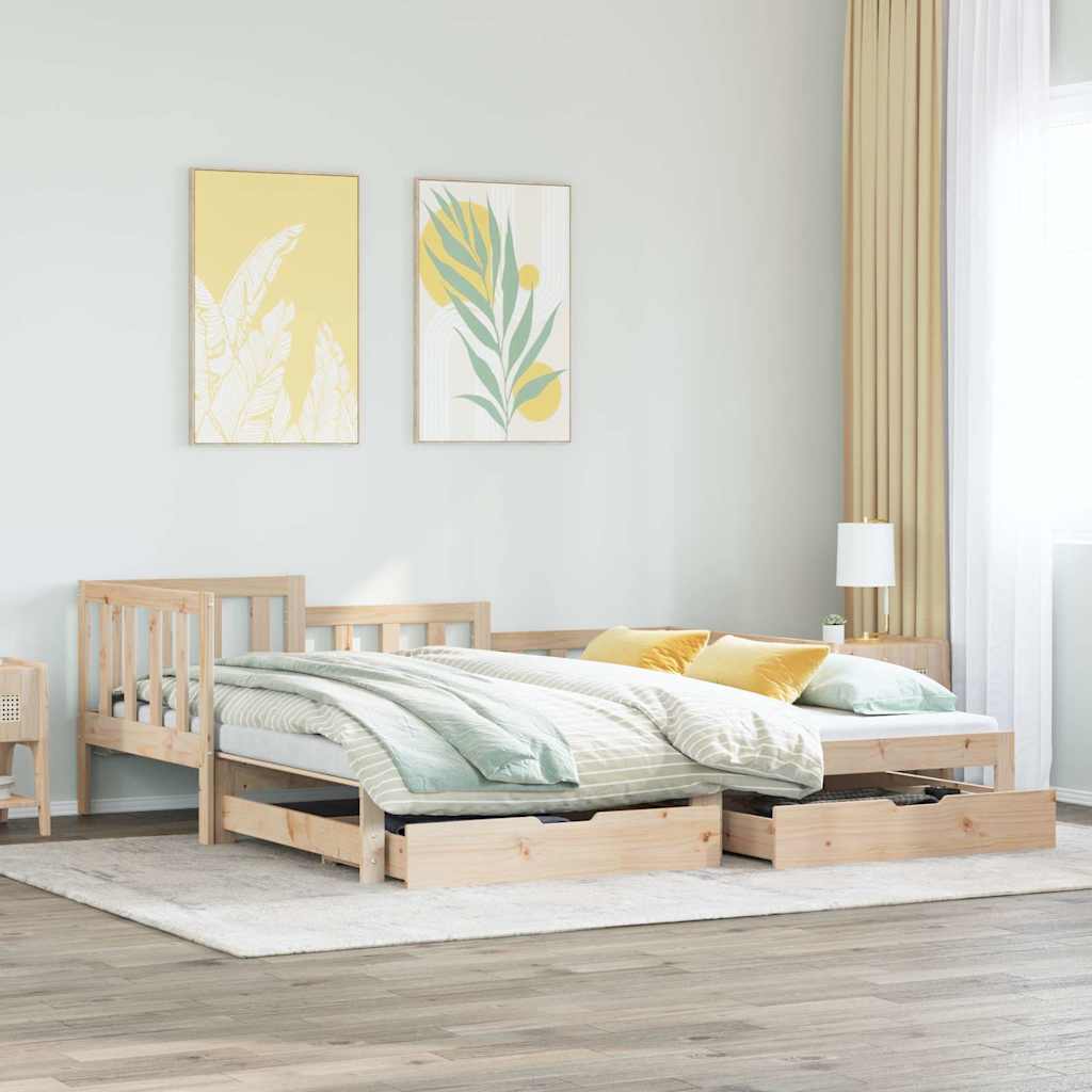 Καναπές Κρεβάτι Συρόμενος Χωρίς Στρώμα 80x200 εκ. & Συρτάρια