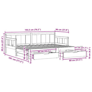 Καναπές Κρεβάτι Συρόμενος Χωρίς Στρώμα 90x190 εκ. & Συρτάρια