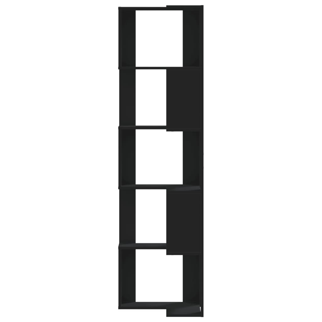 Βιβλιοθήκη Γωνιακή 5 Επ. Μαύρο 50x50x179 εκ Επεξ. Ξύλο - Pakobazaar