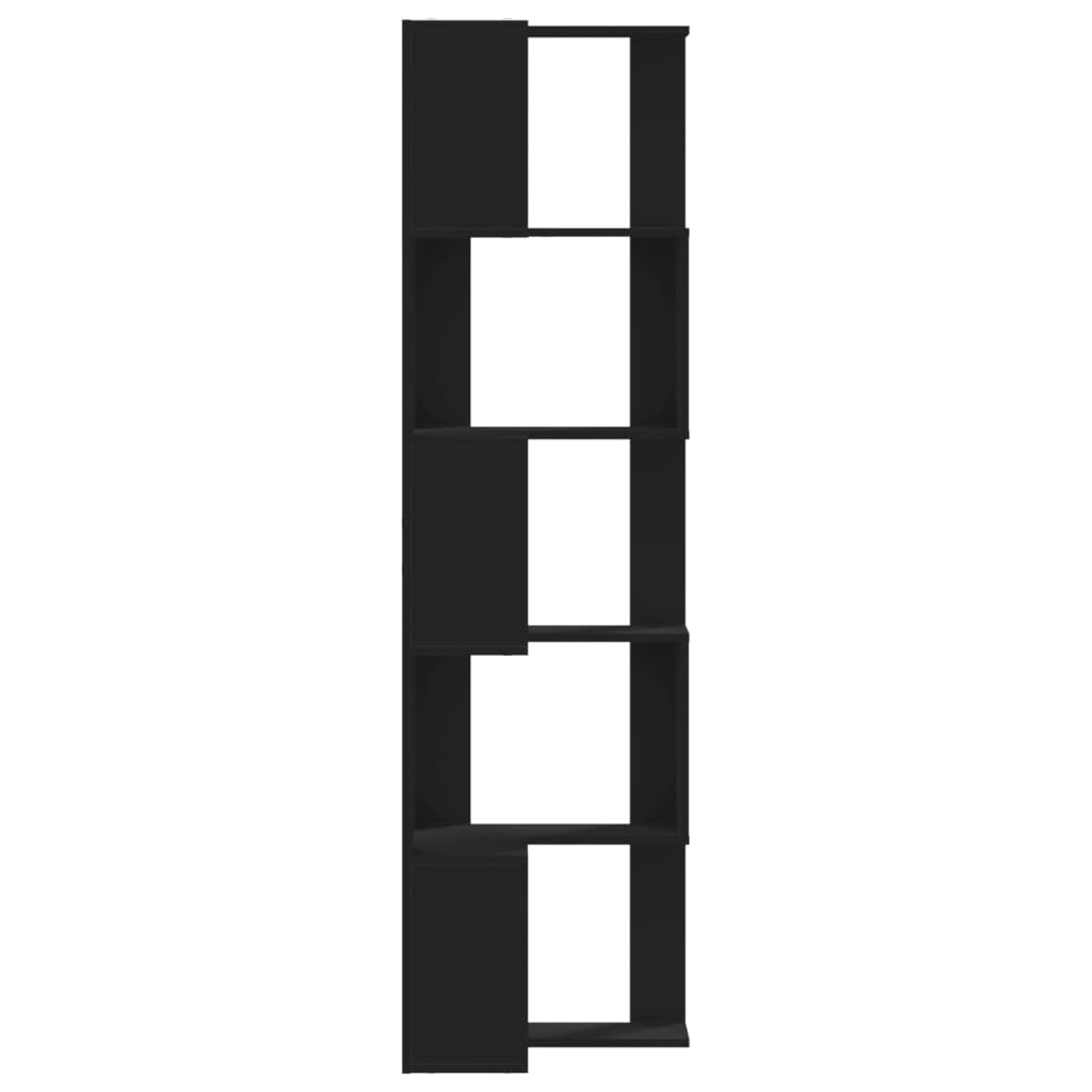 Βιβλιοθήκη Γωνιακή 5 Επ. Μαύρο 50x50x179 εκ Επεξ. Ξύλο - Pakobazaar