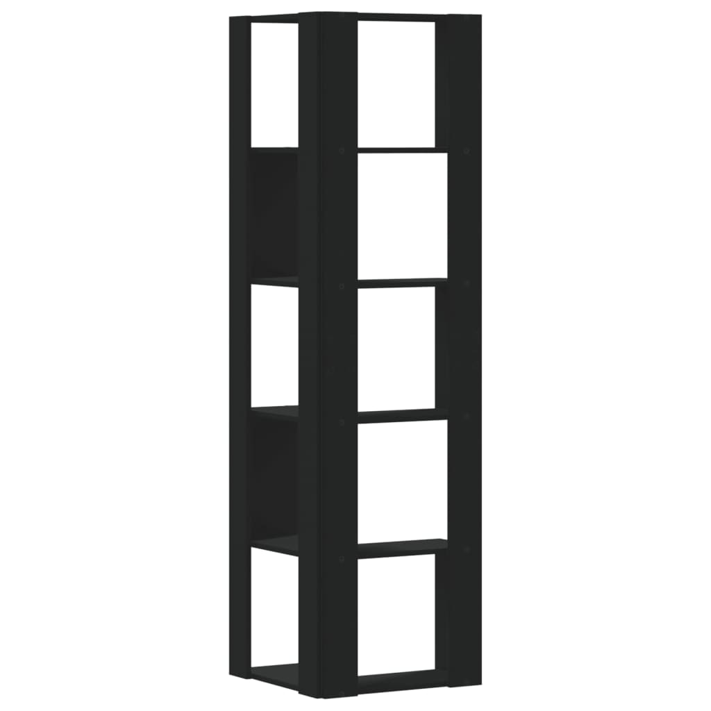 Βιβλιοθήκη Γωνιακή 5 Επ. Μαύρο 50x50x179 εκ Επεξ. Ξύλο - Pakobazaar