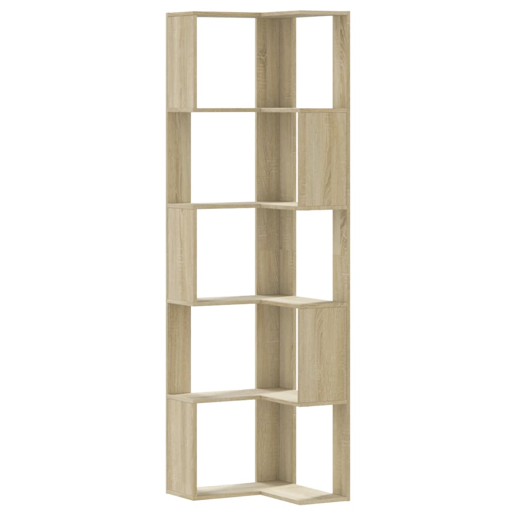 Βιβλιοθήκη Γωνιακή 5 Επ. Sonoma Δρυς 50x50x179 εκ Επεξ. Ξύλο - Pakobazaar