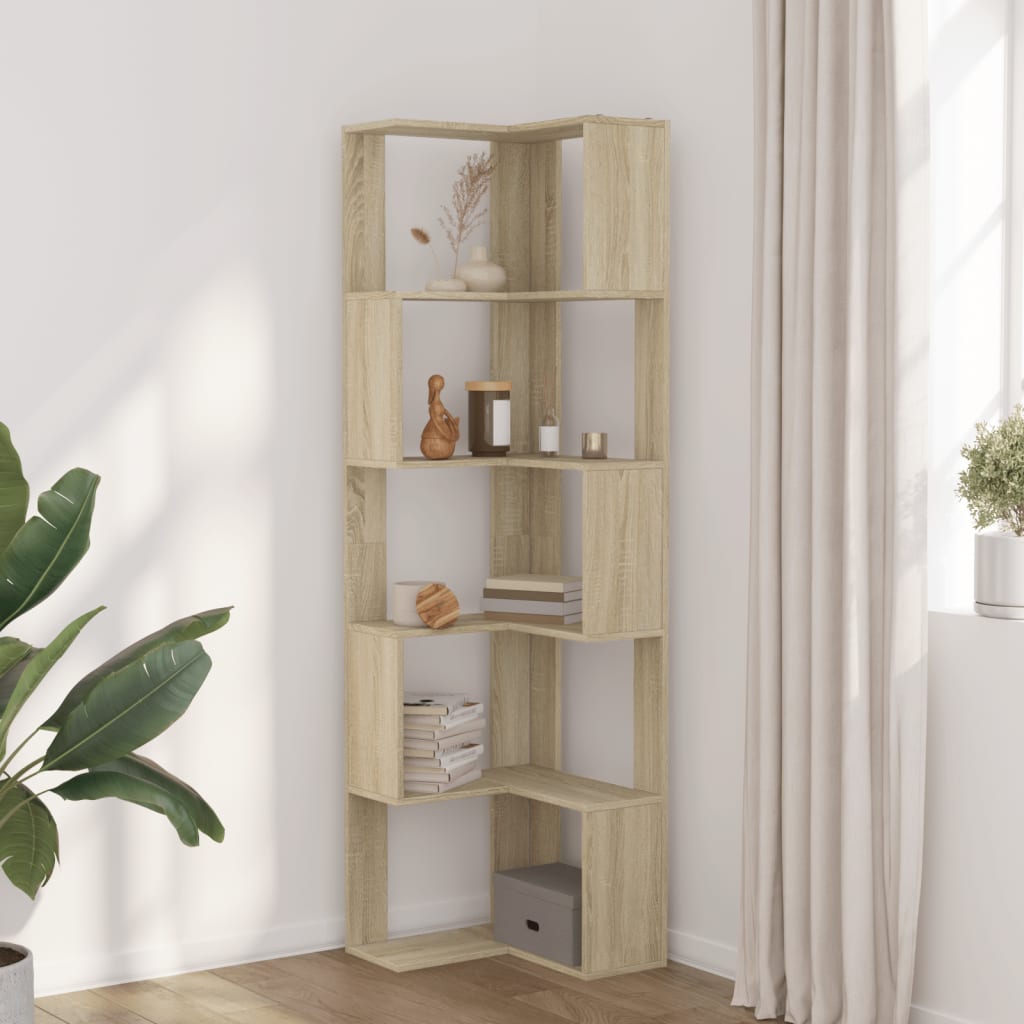 Βιβλιοθήκη Γωνιακή 5 Επ. Sonoma Δρυς 50x50x179 εκ Επεξ. Ξύλο - Pakobazaar