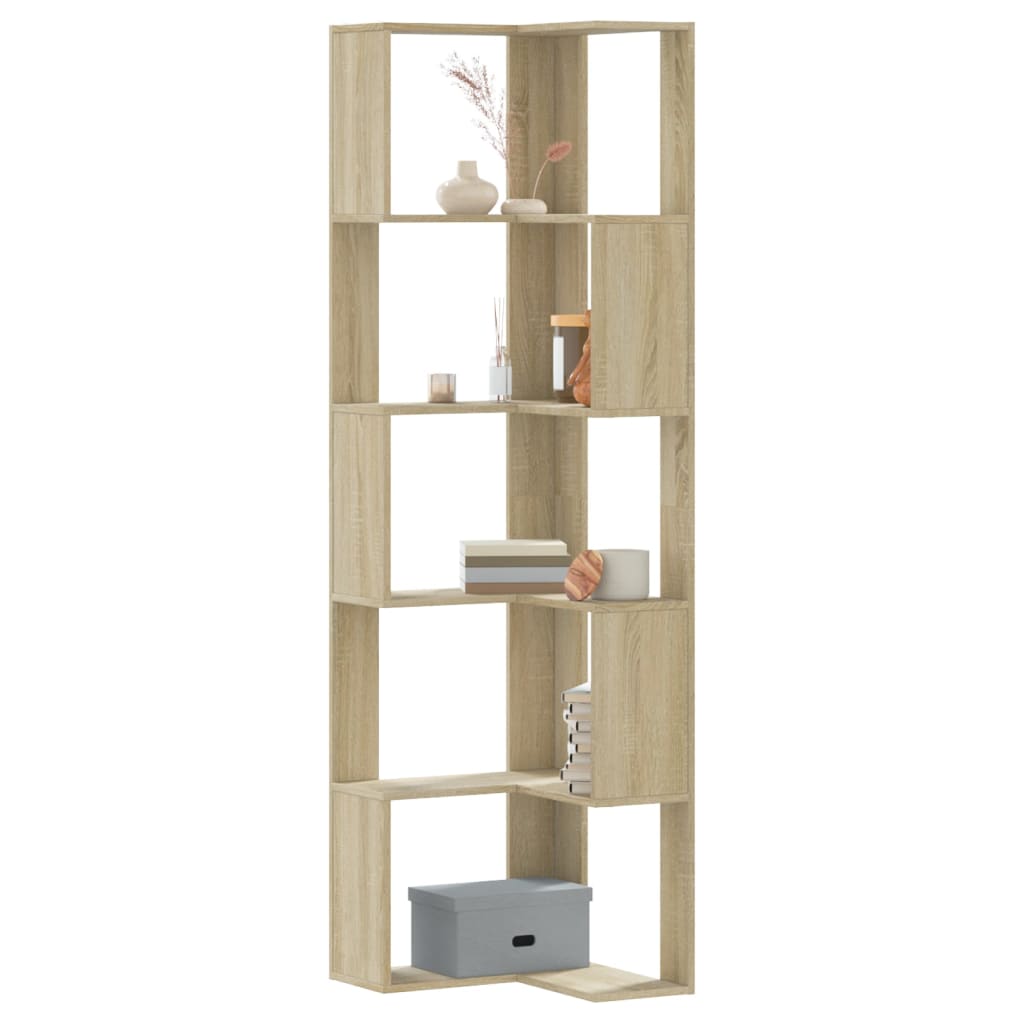 Βιβλιοθήκη Γωνιακή 5 Επ. Sonoma Δρυς 50x50x179 εκ Επεξ. Ξύλο - Pakobazaar