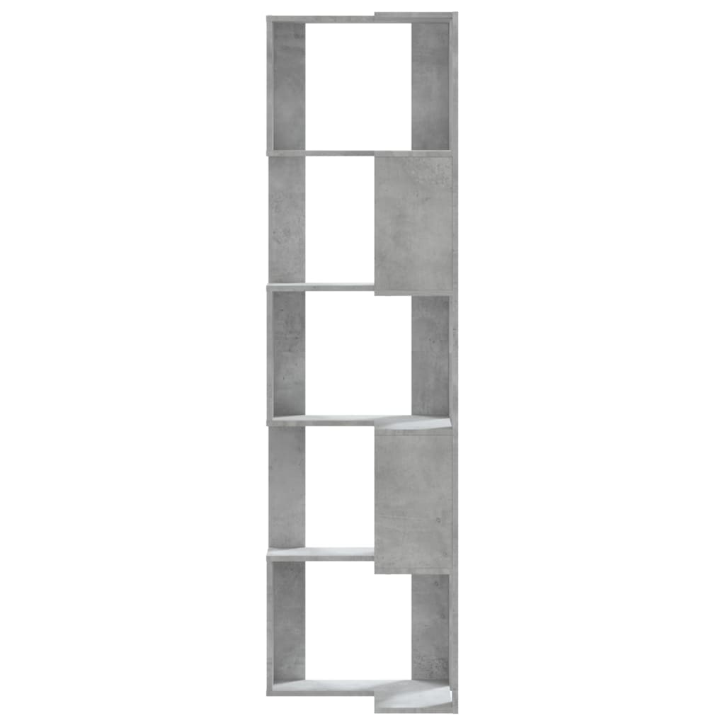 Βιβλιοθήκη Γωνιακή 5 Επ. Γκρι Σκυροδέμ. 50x50x179 εκ Επεξ. Ξύλο - Pakobazaar