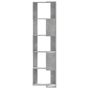 Βιβλιοθήκη Γωνιακή 5 Επ. Γκρι Σκυροδέμ. 50x50x179 εκ Επεξ. Ξύλο - Pakobazaar