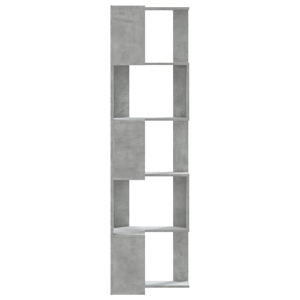 Βιβλιοθήκη Γωνιακή 5 Επ. Γκρι Σκυροδέμ. 50x50x179 εκ Επεξ. Ξύλο - Pakobazaar
