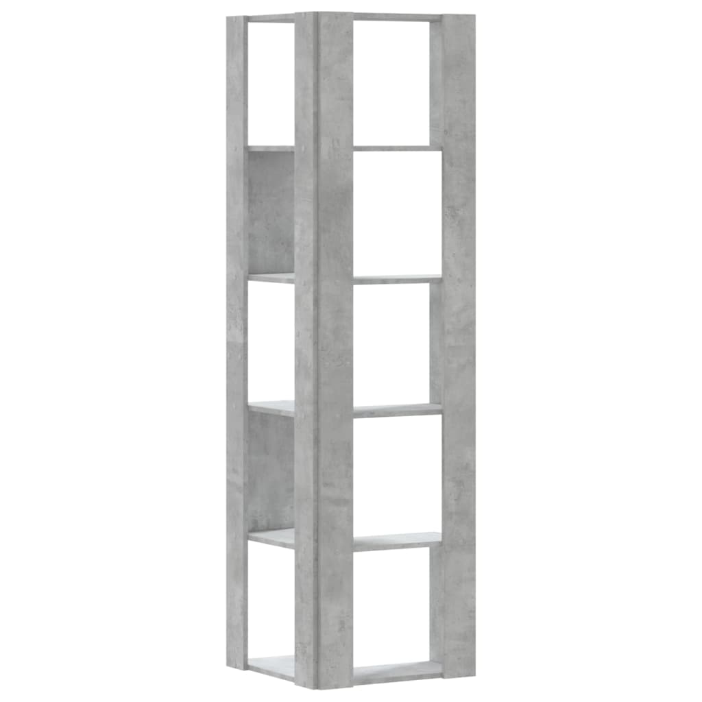 Βιβλιοθήκη Γωνιακή 5 Επ. Γκρι Σκυροδέμ. 50x50x179 εκ Επεξ. Ξύλο - Pakobazaar