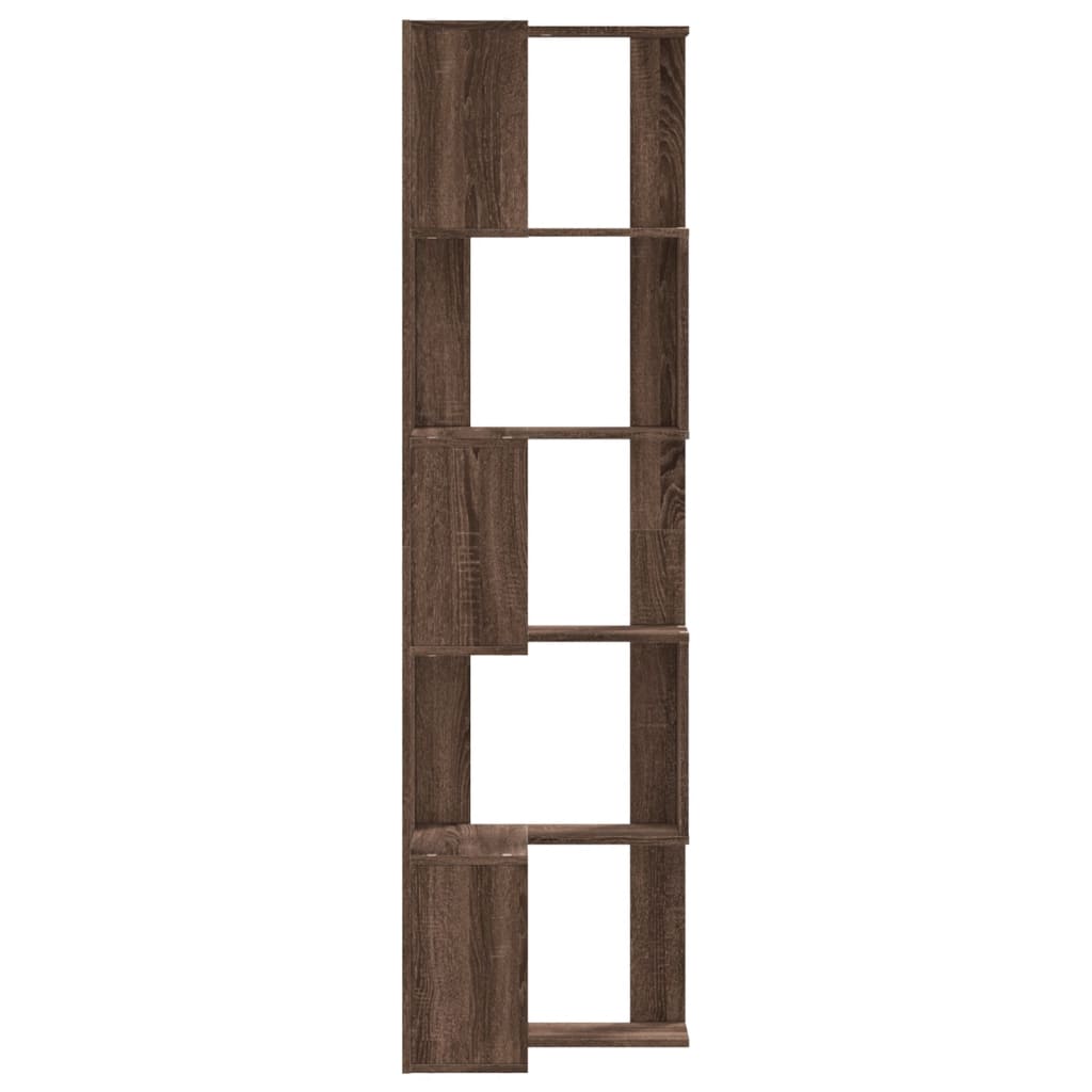 Βιβλιοθήκη Γωνιακή 5 Επ. Καφέ Δρυς 50x50x179 εκ Επεξ. Ξύλο