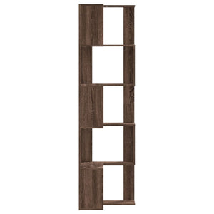 Βιβλιοθήκη Γωνιακή 5 Επ. Καφέ Δρυς 50x50x179 εκ Επεξ. Ξύλο