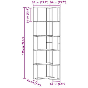 Βιβλιοθήκη Γωνιακή 5 Επ. Αρτισιανή Δρυς 50x50x179 εκ Επεξ. Ξύλο - Pakobazaar