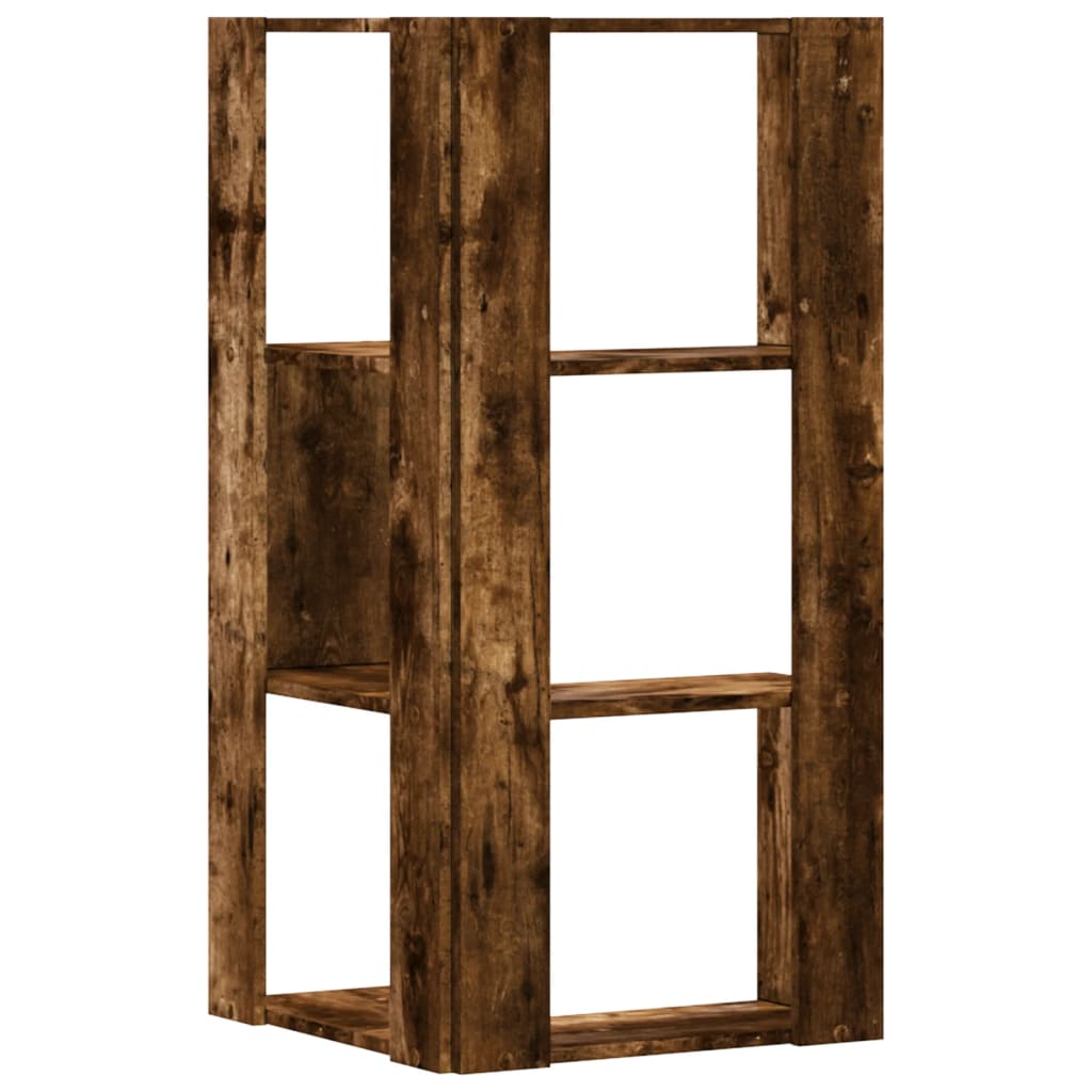 Βιβλιοθήκη Γωνιακή 3 Επ. Καπνιστή Δρυς 50x50x102εκ Επεξ. Ξύλο