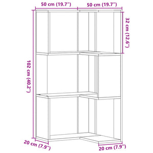 Βιβλιοθήκη Γωνιακή 3 Επ. Γκρι Sonoma 50x50x102εκ Επεξ. Ξύλο - Pakobazaar