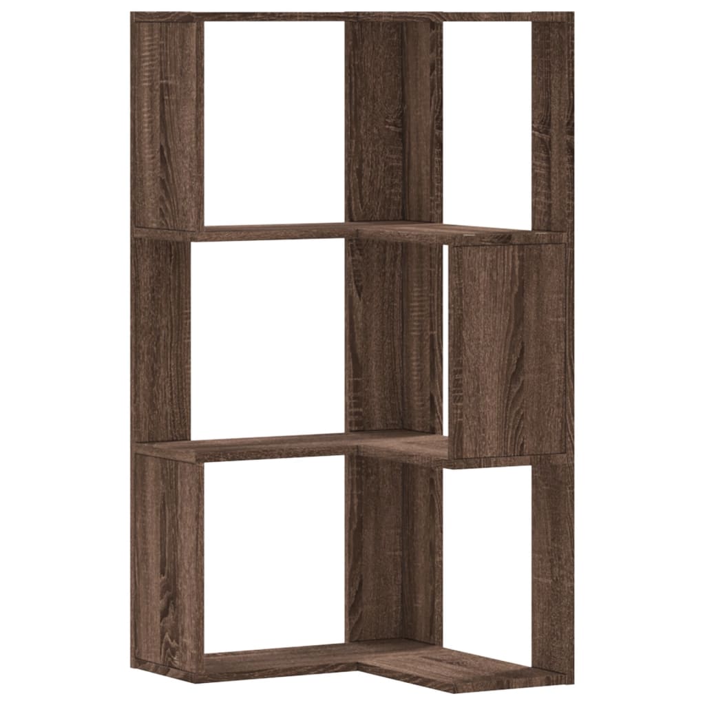 Βιβλιοθήκη Γωνιακή 3 Επ. Καφέ Δρυς 50x50x102εκ Επεξ. Ξύλο