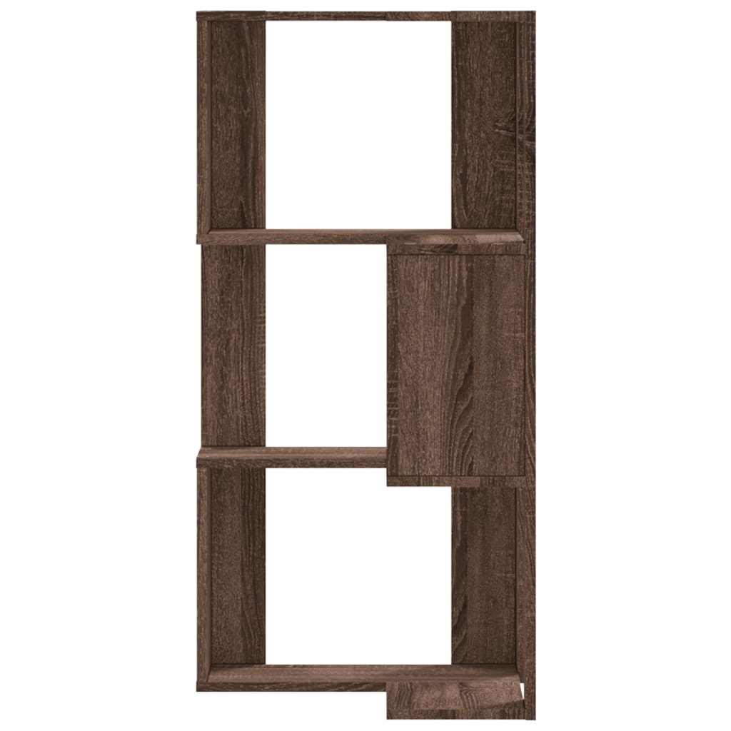 Βιβλιοθήκη Γωνιακή 3 Επ. Καφέ Δρυς 50x50x102εκ Επεξ. Ξύλο