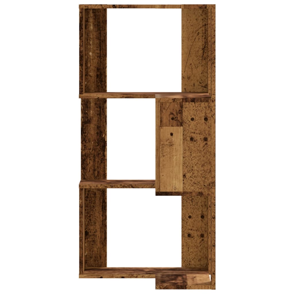 Βιβλιοθήκη Γωνιακή 3Επ Όψη Παλαιού Ξύλου 50x50x102εκ Επεξ. Ξύλο - Pakobazaar