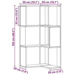 Βιβλιοθήκη Γωνιακή 3 Επ. Αρτισιανή Δρυς 50x50x102εκ Επεξ. Ξύλο