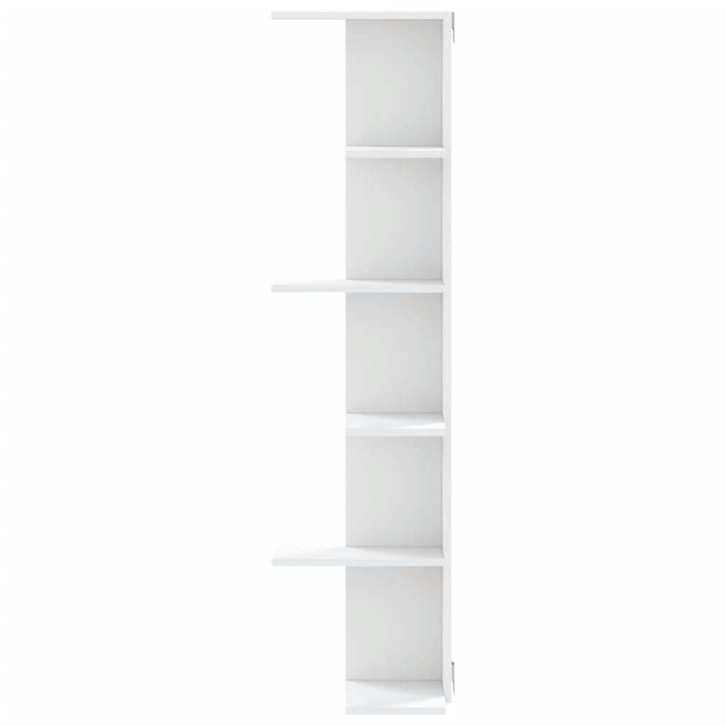 Γωνιακή Ραφιέρα Τοίχου Λευκή 36,5x36,5x140 εκ. Επεξ. Ξύλο