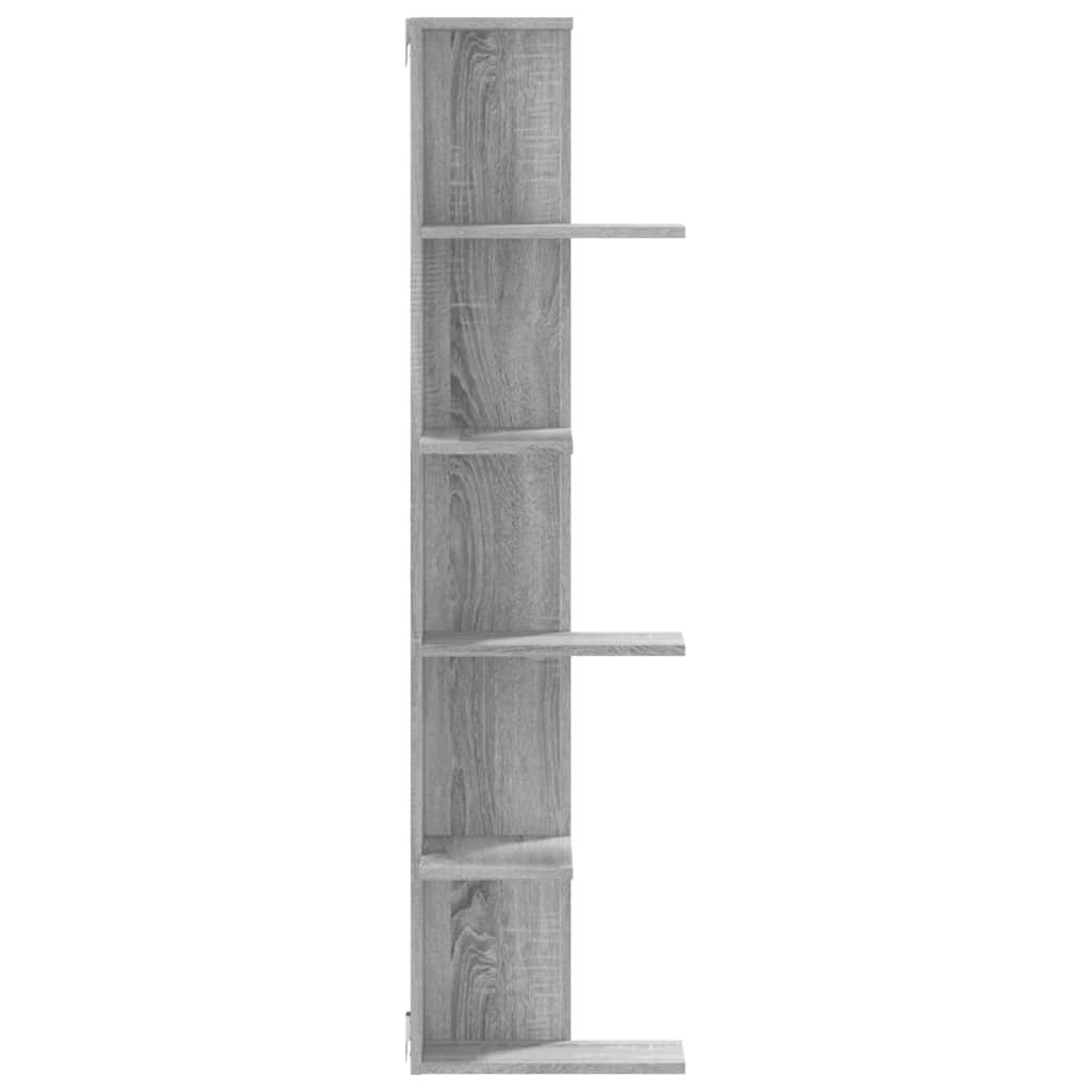 Γωνιακή Ραφιέρα Τοίχου Γκρι Sonoma 36,5x36,5x140 εκ Επεξ. Ξύλο