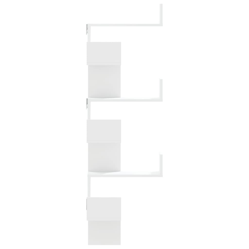 Γωνιακή Ραφιέρα Τοίχου Λευκή 45x45x147 εκ. από Επεξ. Ξύλο - Pakobazaar