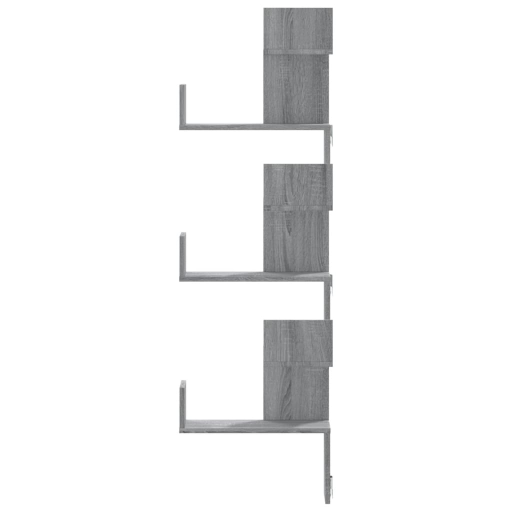 Γωνιακή Ραφιέρα Τοίχου Γκρι Sonoma 45x45x147 εκ Επεξ. Ξύλο
