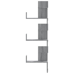 Γωνιακή Ραφιέρα Τοίχου Γκρι Sonoma 45x45x147 εκ Επεξ. Ξύλο