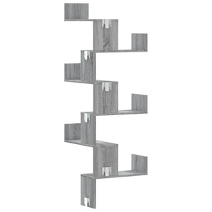 Γωνιακή Ραφιέρα Τοίχου Γκρι Sonoma 45x45x147 εκ Επεξ. Ξύλο