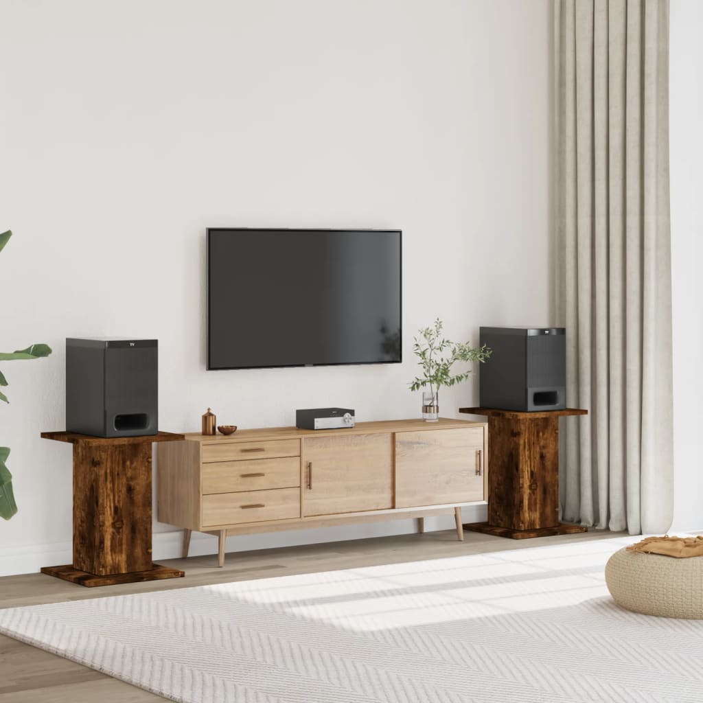 Βάσεις Ηχείων 2Τεμ. Καπνιστή Δρυς 30x30x60εκ Επεξεργασμένο Ξύλο - Pakobazaar