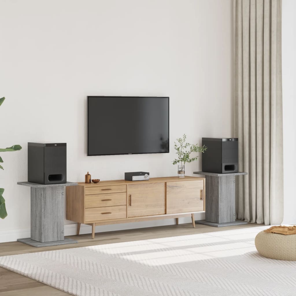 Βάσεις Ηχείων 2 Τεμ. Γκρι Sonoma 30x30x60εκ. Επεξεργασμένο Ξύλο - Pakobazaar