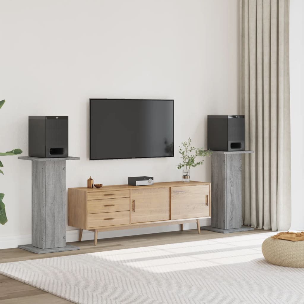 Βάσεις Ηχείων 2 Τεμ. Γκρι Sonoma 30x30x80εκ. Επεξεργασμένο Ξύλο