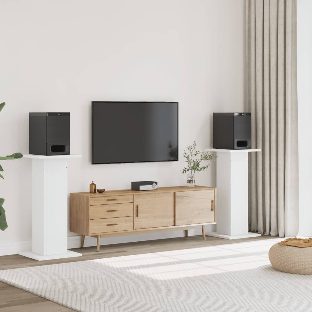 Βάσεις Ηχείων 2 Τεμ. Λευκή 30x30x95 εκ. Επεξ. Ξύλο - Pakobazaar