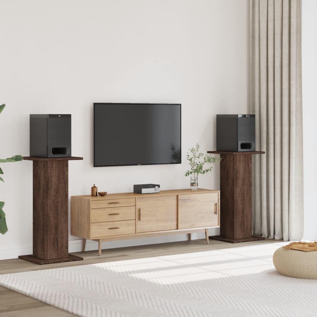 Βάσεις Ηχείων 2 Τεμ. Καφέ Δρυς 30x30x95 εκ. Επεξεργασμένο Ξύλο - Pakobazaar