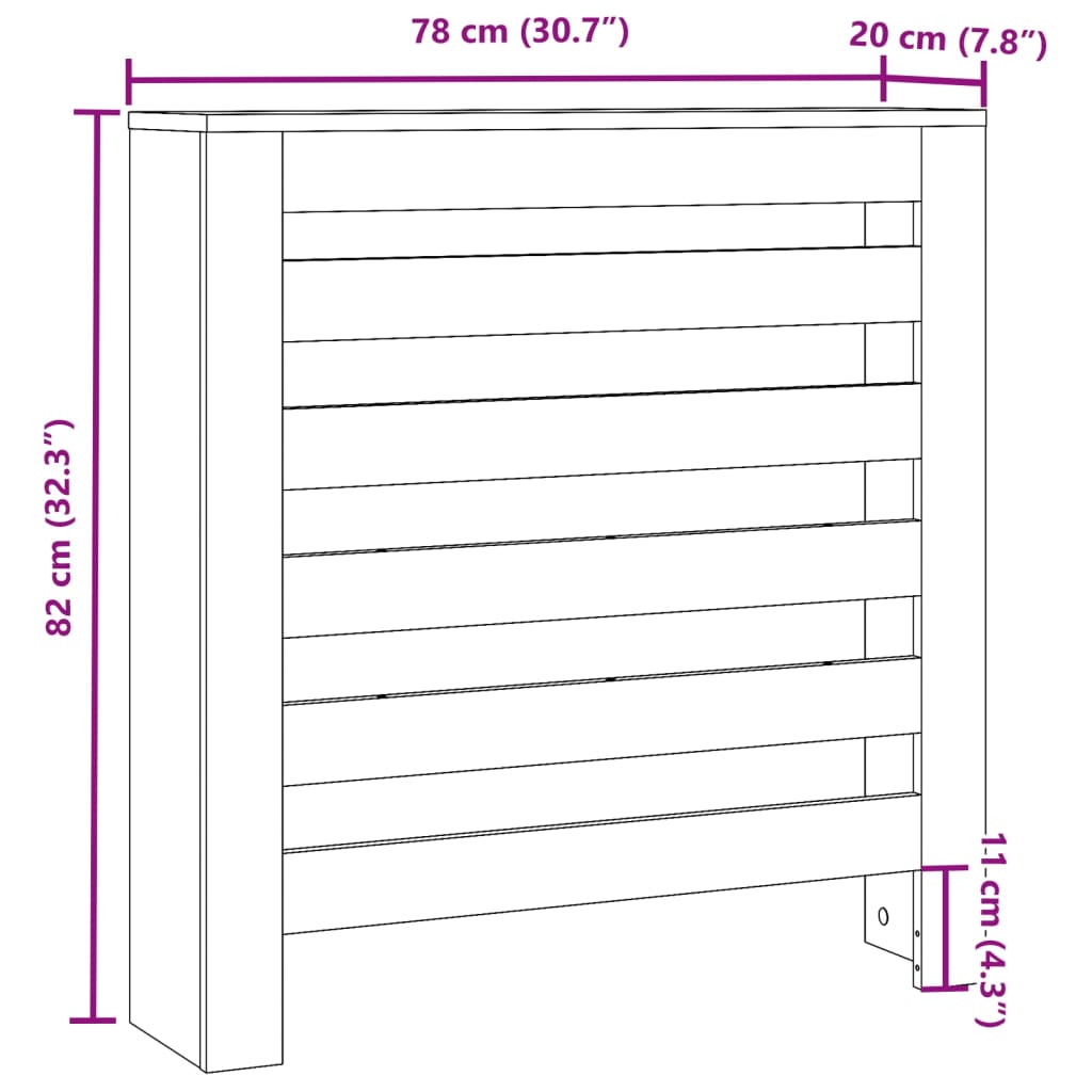Κάλυμμα Καλοριφέρ Καπνιστή Δρυς 78x20x82 εκ. Επεξεργασμένο Ξύλο