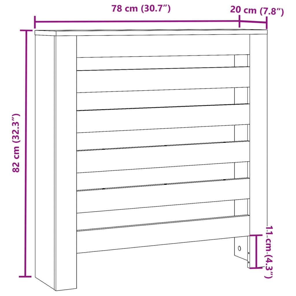 Κάλυμμα Καλοριφέρ Καφέ Δρυς 78x20x82 εκ. Επεξεργασμένο Ξύλο - Pakobazaar