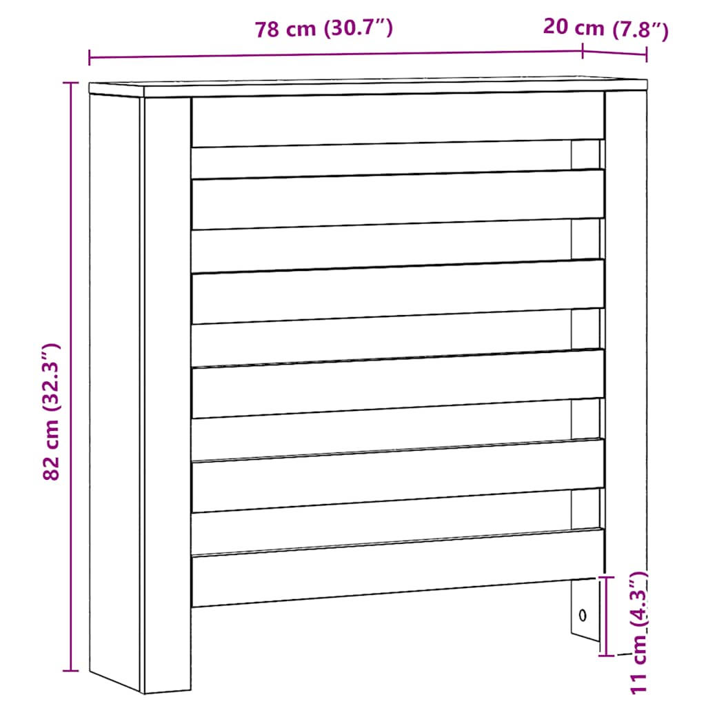 Κάλυμμα Καλοριφέρ Αρτισιανή Δρυς 78x20x82 εκ Επεξεργασμένο Ξύλο - Pakobazaar