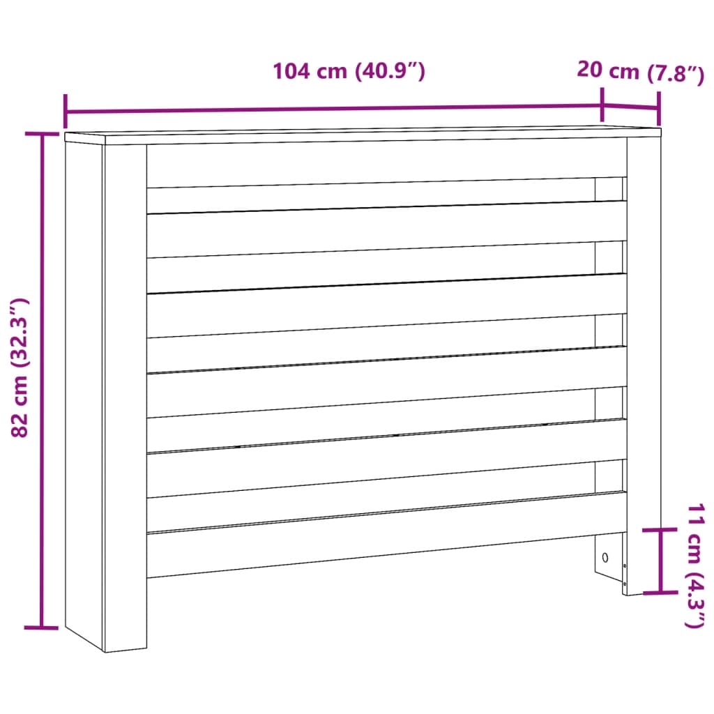 Κάλυμμα Καλοριφέρ Γκρι Σκυροδέματος 104x20x82 εκ. Επεξ. Ξύλο