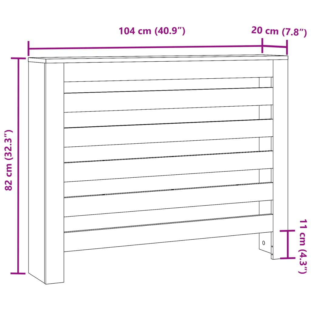 Κάλυμμα Καλοριφέρ Καπνιστή Δρυς 104x20x82εκ. Επεξεργασμένο Ξύλο