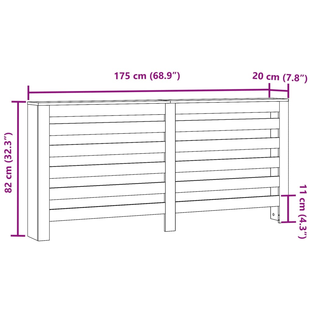 Κάλυμμα Καλοριφέρ Sonoma Δρυς 175x20x82 εκ. Επεξεργασμένο Ξύλο