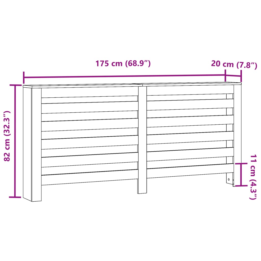 Κάλυμμα Καλοριφέρ Καπνιστή Δρυς 175x20x82εκ. Επεξεργασμένο Ξύλο - Pakobazaar