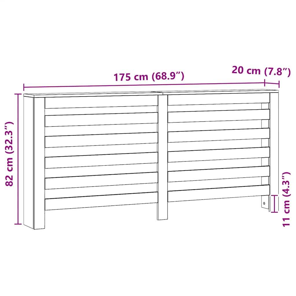 Κάλυμμα Καλοριφέρ Αρτισιανή Δρυς 175x20x82εκ Επεξεργασμένο Ξύλο