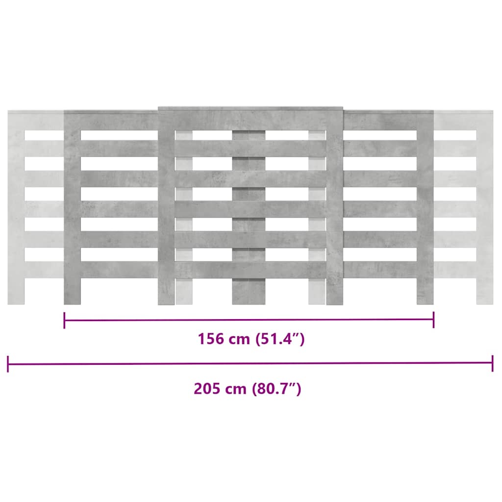 Κάλυμμα Καλοριφέρ Γκρι Σκυροδέματος 205x21,5x83,5εκ. Επεξ. Ξύλο