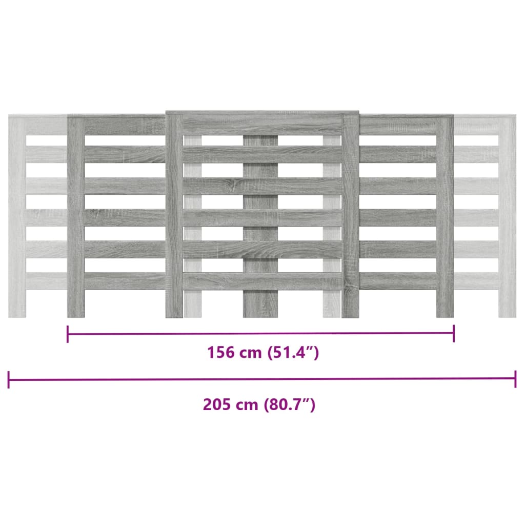 Κάλυμμα Καλοριφέρ Γκρι Sonoma 205x21,5x83,5 εκ Επεξ. Ξύλο