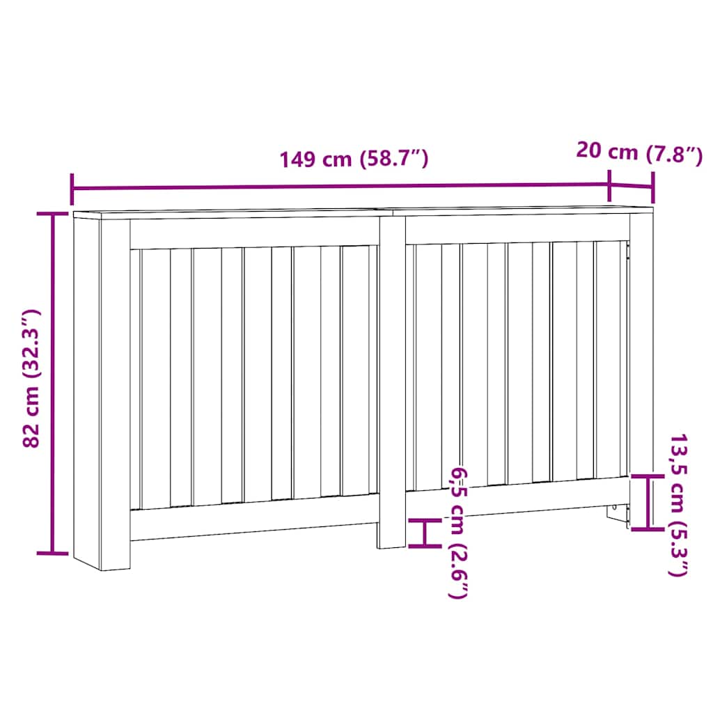 Κάλυμμα Καλοριφέρ Καφέ Δρυς 149x20x82 εκ. Επεξεργασμένο Ξύλο - Pakobazaar