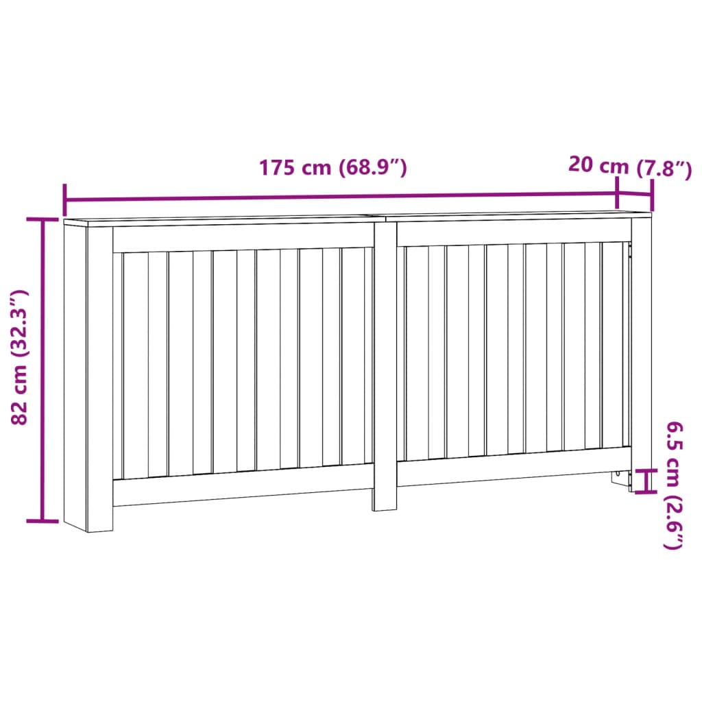 Κάλυμμα Καλοριφέρ Όψη Παλαιού Ξύλου 175x20x82 εκ. Επεξ. Ξύλο - Pakobazaar