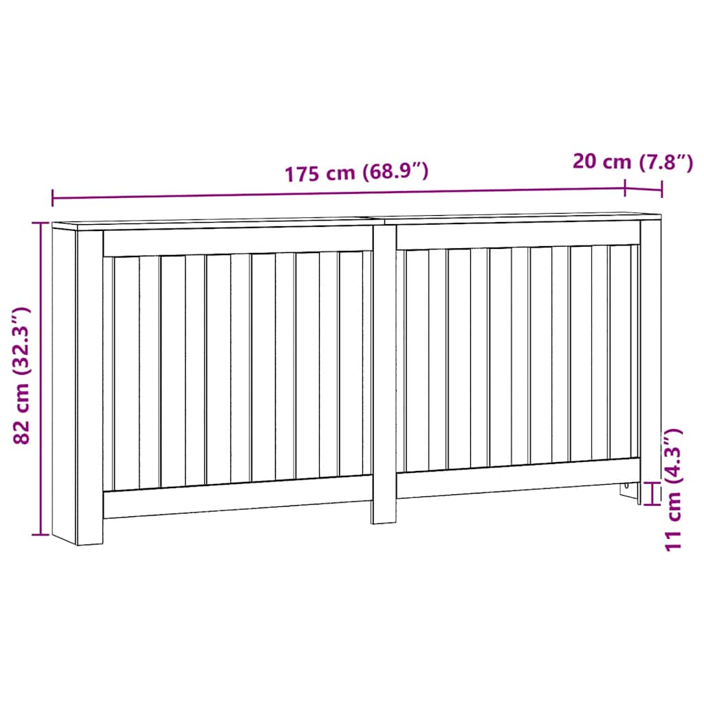 Κάλυμμα Καλοριφέρ Αρτισιανή Δρυς 175x20x82εκ Επεξεργασμένο Ξύλο - Pakobazaar
