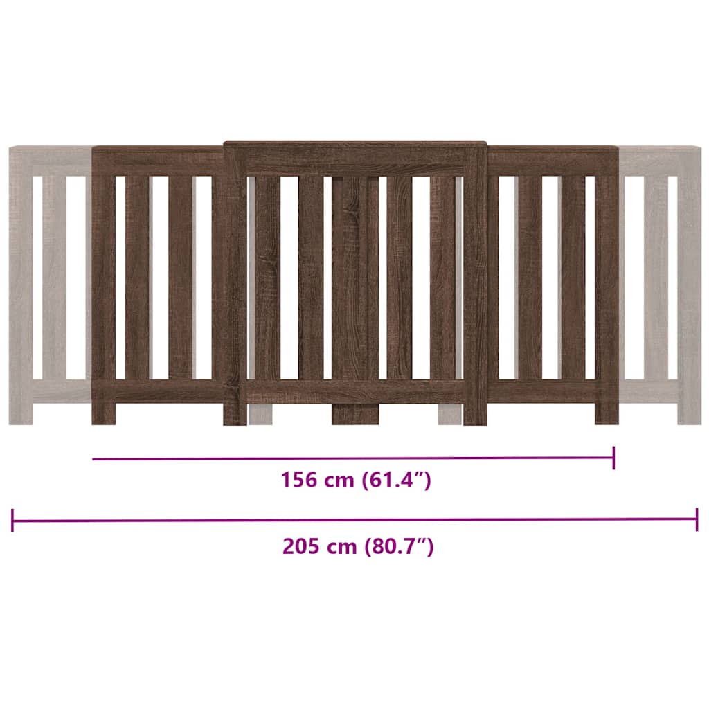 Κάλυμμα Καλοριφέρ Καφέ Δρυς 205x21,5x83,5εκ. Επεξεργασμένο Ξύλο - Pakobazaar