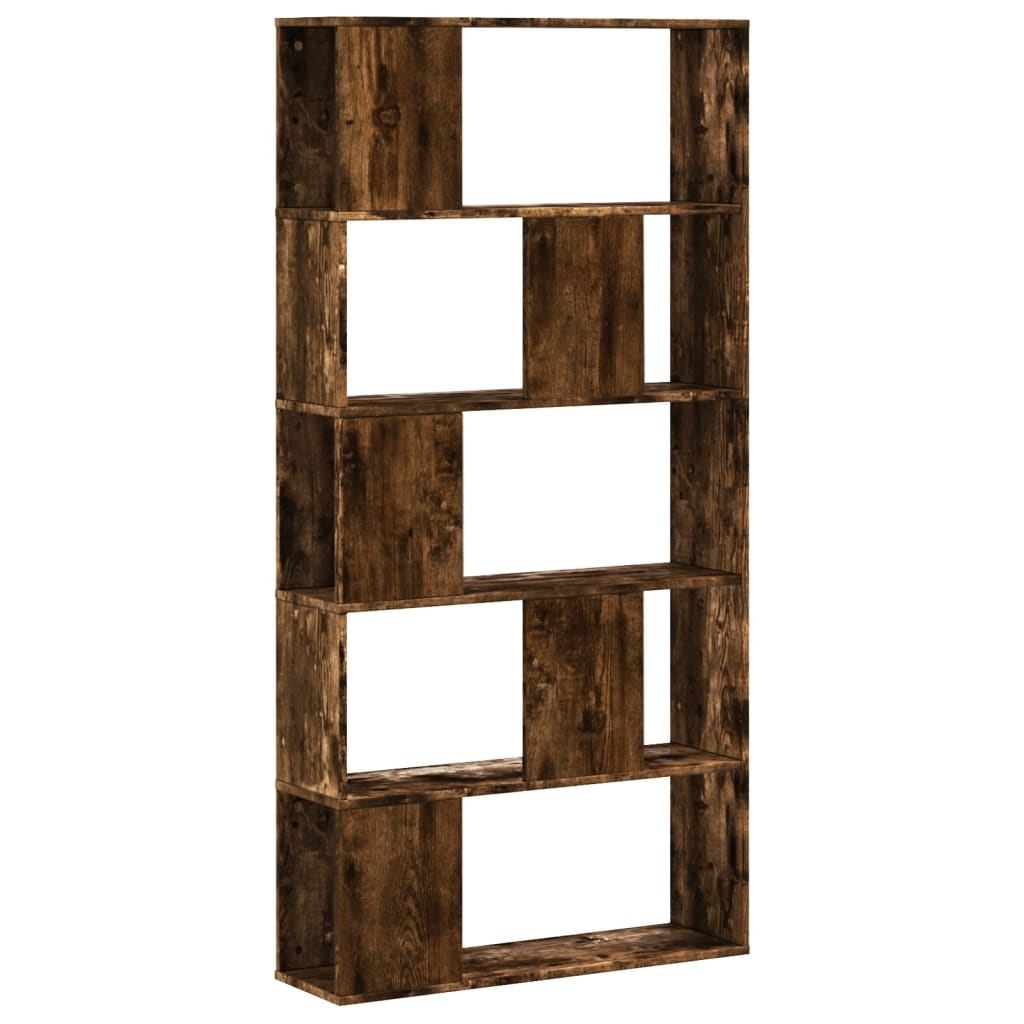 Βιβλιοθήκη 5 Επιπέδων Καπνιστή Δρυς 80,5x23,5x162,5 Επεξ. Ξύλο - Pakobazaar