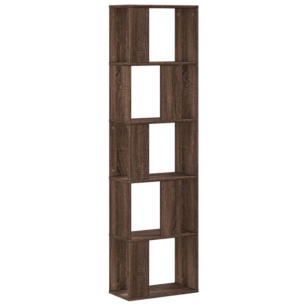 Βιβλιοθήκη 5 Επιπέδων Καφέ Δρυς 45x23,5x162,5 εκ. Επεξεργ. Ξύλο - Pakobazaar